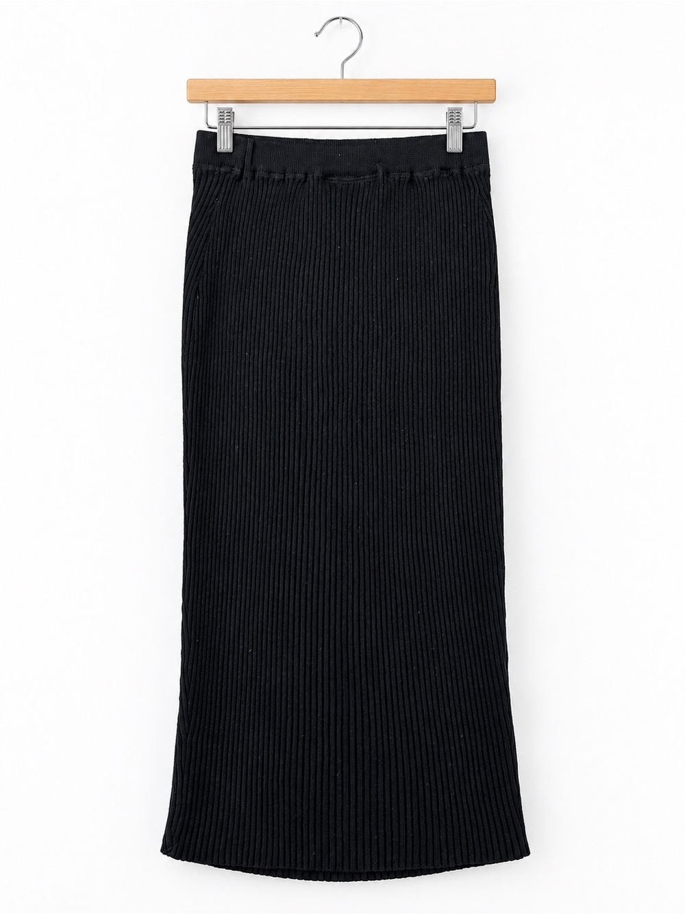 Carol Little Ribbed Knit Midi Skirt in Black